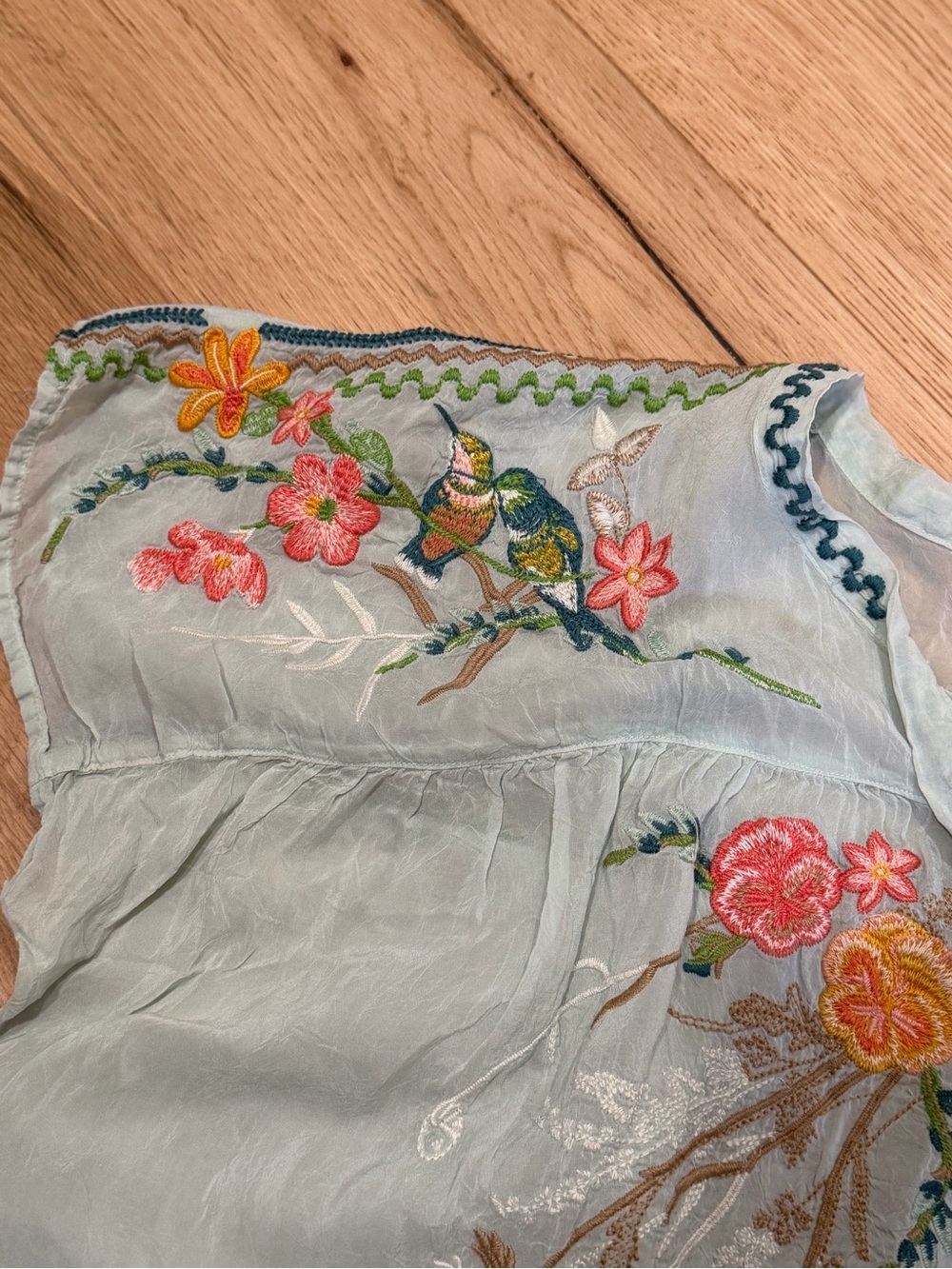 Johnny Was Light Blue Embroidered Boho Tunic - Picture 3 of 5
